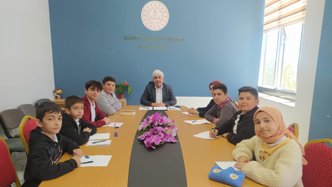 İlçe Milli Eğitim Müdürümüz Muharrem Demir, Hedef/Miras Ve Umut Veren Genç Lider Projesi Kapsamında Lise Sınıf Başkanlarıyla Değerlendirme Toplantısı Yaptı.